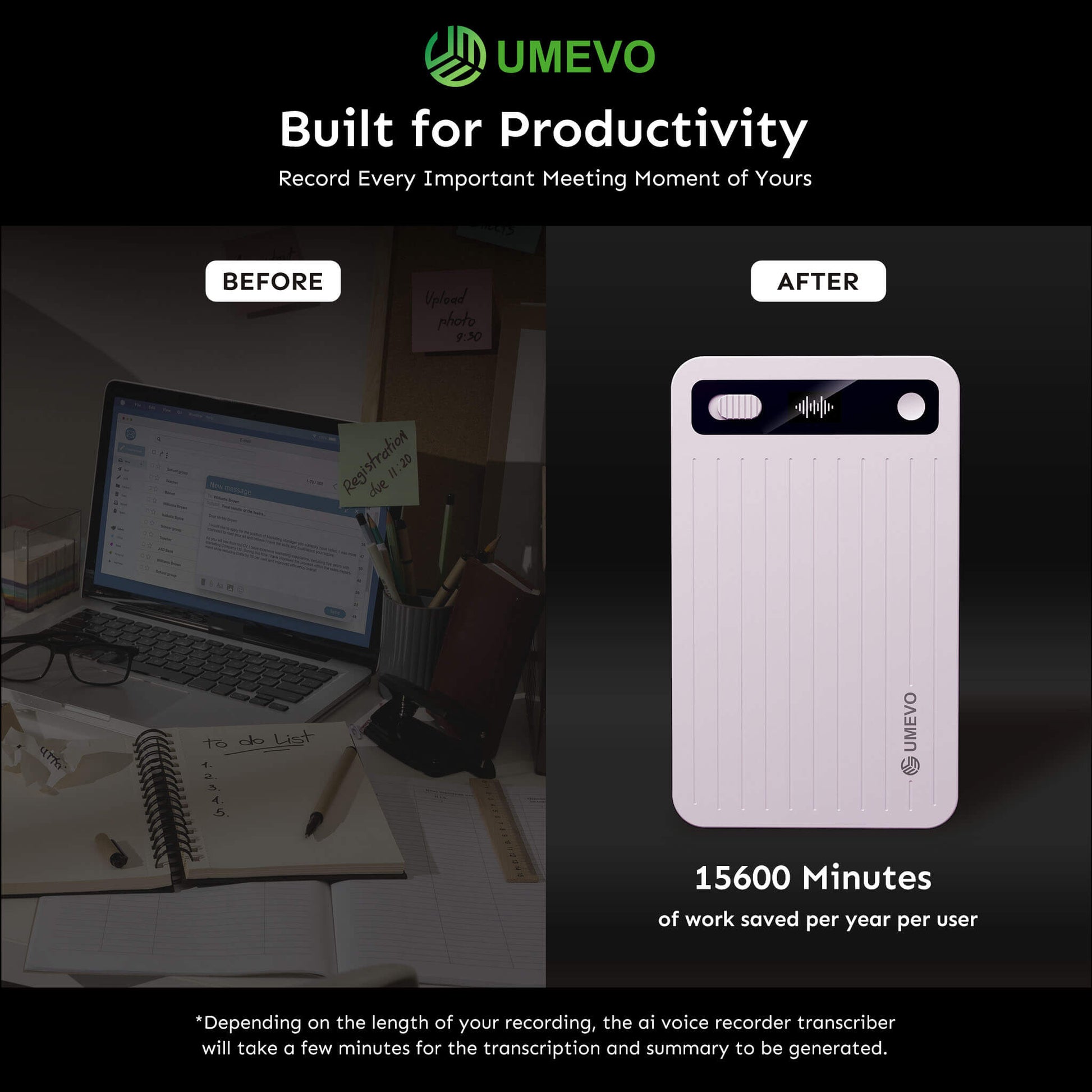 UMEVO Note Plus -  Magnetic Call Recorder AI Voice Recorder, Transcribe & Summarize by ChatGPT