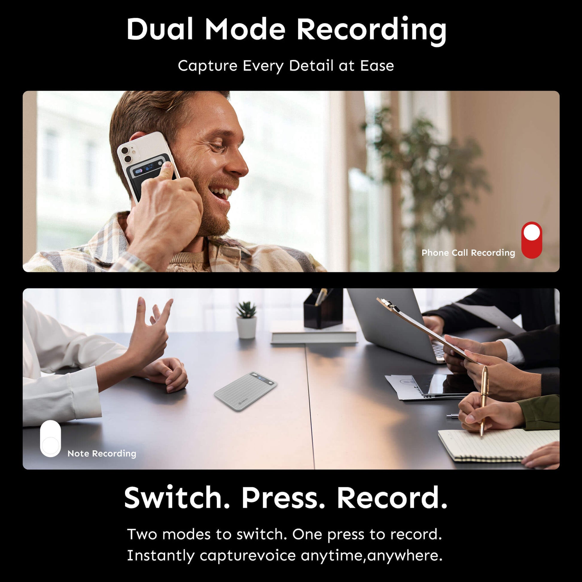 UMEVO Note Plus -  Magnetic Call Recorder AI Voice Recorder, Transcribe & Summarize by ChatGPT