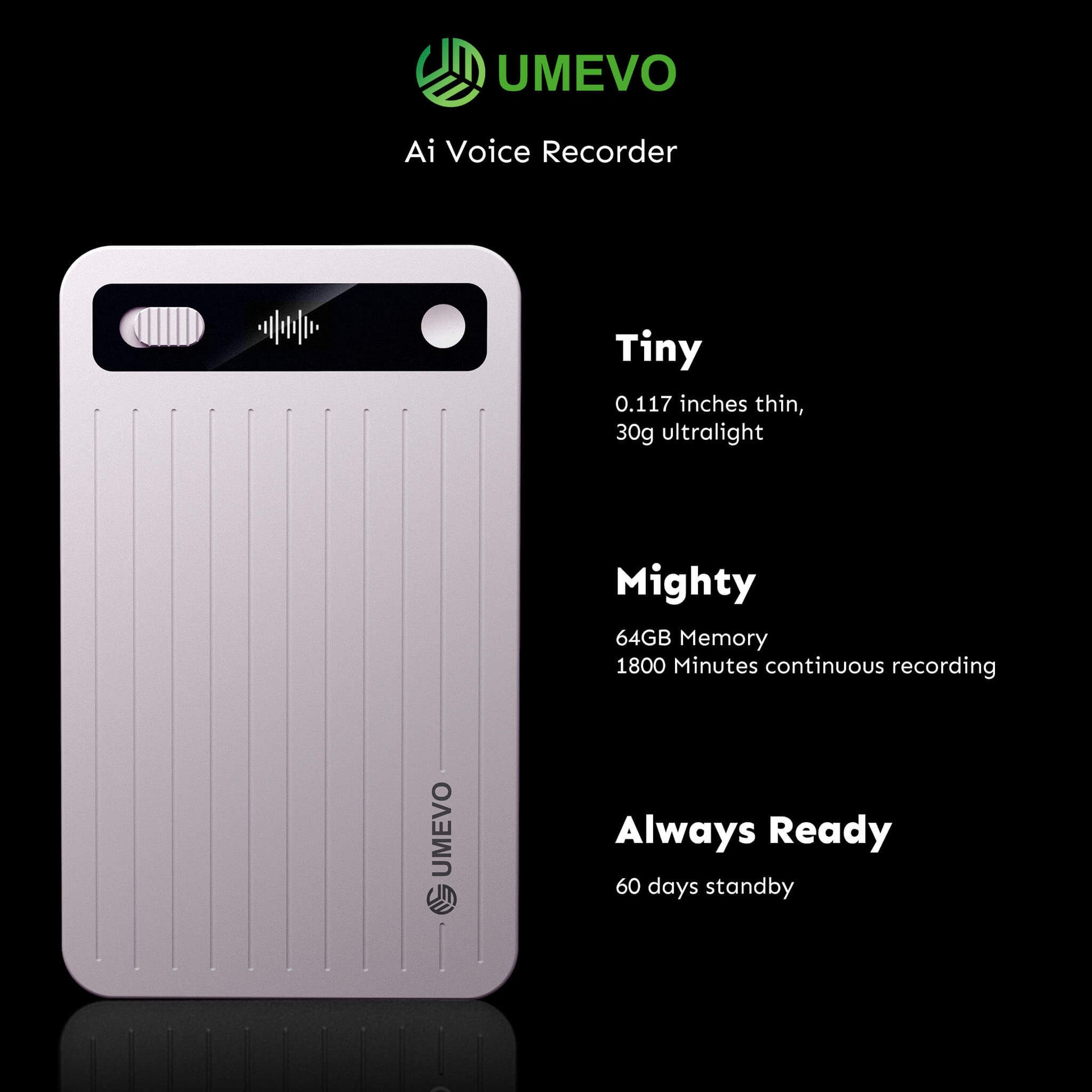 UMEVO Note Plus -  Magnetic Call Recorder AI Voice Recorder, Transcribe & Summarize by ChatGPT