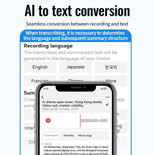 UMEVO-SL Note Screen-free AI Voice Recorder, Transcribe & Summarize by ChatGPT