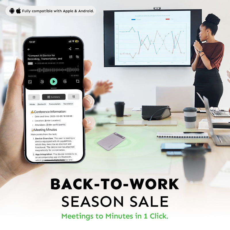 UMEVO Note Plus - Magnetic AI Voice Recorder: HD Noise Reduction & Mobile AI Assistant | Voice Transcription & Summary Powered by ChatGPT