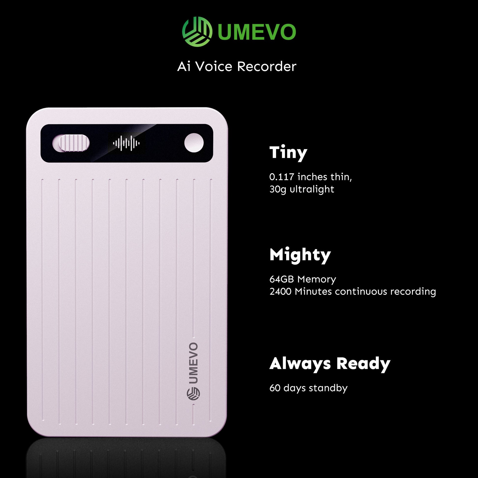 UMEVO Note Plus - Magnetic AI Voice Recorder: HD Noise Reduction & Mobile AI Assistant | Voice Transcription & Summary Powered by ChatGPT